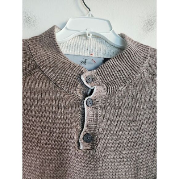 Raffi "Pure Linen" Men Brown Taupe 100% Linen Pullover Knit Sweater size Large - Picture 4 of 9